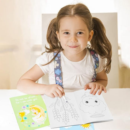 GROBRO7 24Pcs Christian Bible Coloring Books for Kids DIY Art Drawing Book with Angels Priests Churches Candles Crosses Patterns Color Booklets for Sunday School Classroom Rewards Goodie Bag