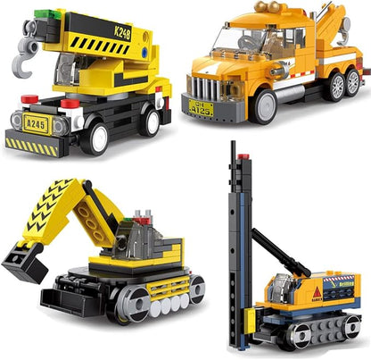 Engineering Cars Building Brick Sets, 3D Assembly Cars for Boys, Pull Back Car Building Blocks, Building Block Car Toys for Kids Age 6 7 8 9 10, 530 Pieces