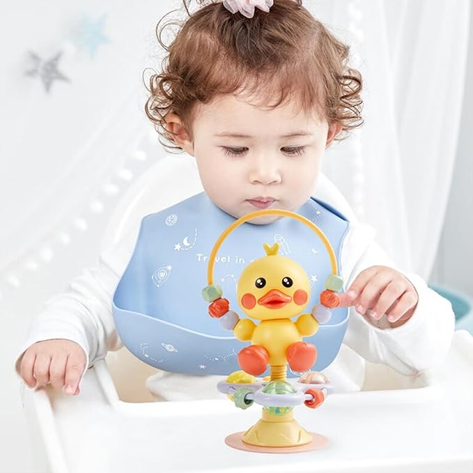 Baby Musical Toy, Duck Suction Cup High Chair Table Soother, Grip and Spin Toy, Interactive Development, Suitable for 10-36 Months, Baby Gift, Excellent Birthday Present Choice