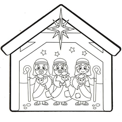 Baker Ross AX571 Nativity Window Decorations - Pack of 12, Unisex Hanging Decoration, Perfect for Kids Arts & Crafts Projects, Ideal for Sunday School Tasks, Craft Groups Activities and Home Crafting