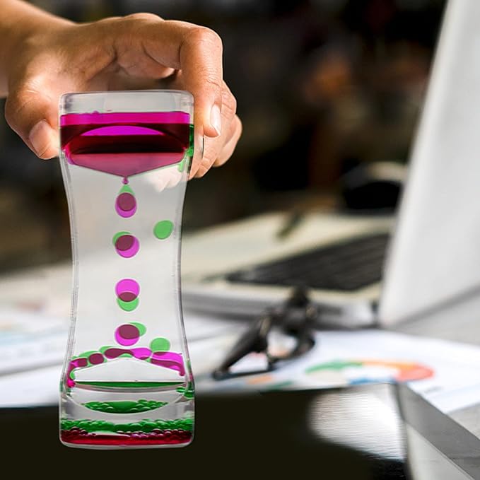 Oneshow Liquid Motion Bubbler Timer Colorful Oil Hourglass Liquid Sensory Toys Activity Fidget Toy Calm Stress Relief Desk Toys Desk Decor for Adults and Teenager Fidget Water Timers 3 Pack