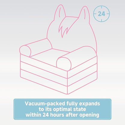 MONKISS 2-in-1 Toddler Couch Chairs Comfy, Kids Chair Couch, Mini Couch, Flip Out Sherpa Kids Sofa, Baby Couch, Chair for Toddlers 1-3, Kids Lounge Chair Reading Chair, Kids Couch Bed Fold Out, Cat