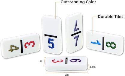 NOLIE Mexican Train Dominoes Game, Double 12 Dominoes Set, Colored Number Dominoes with Aluminum Case