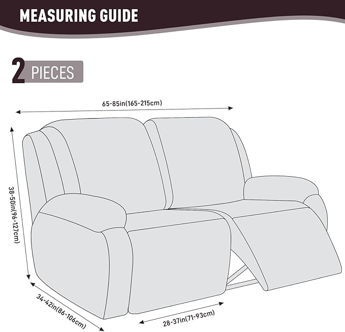 KinCam Recliner Covers, Stretch Reclining Chair Covers, Recliner Sofa Slipcovers Stripe Jacquard Recliner Couch Covers Furniture Protector Covers for Pet Kid (2XL Seater, Chocolate)