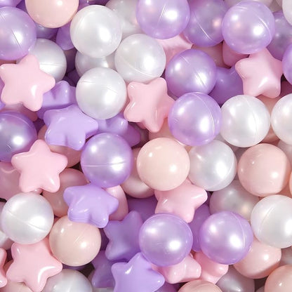 GOGOSO Balls for Ball Pit - Plastic Ball for Toddlers, Baby Kids Ball Pool Decoration 50 100 200 300 500 1000 (A Purple+Pink+White+Clear, 500 Balls)