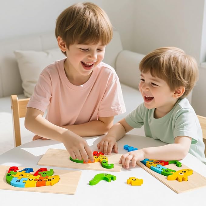 9 Pieces Montessori Wooden Puzzles for Toddlers - Jigsaw Puzzles in Gift Box, Educational Learning Toys for 3-5 Year Old Boys & Girls, Fine Motor Skills, Kids Puzzles Ages 3-5