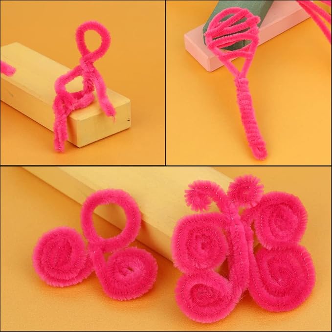 100 Pieces Pipe Cleaners Chenille Stem, Solid Color Pipe Cleaners Set for Pipe Cleaners DIY Arts Crafts Decorations, Chenille Stems Pipe Cleaners (Rose Red)