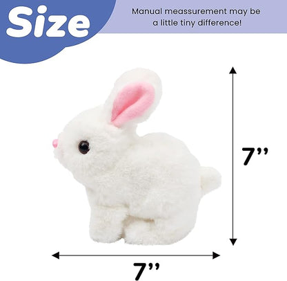 Hopearl Hopping Rabbit with LED Ears Interactive Electronic Pet Plush Bunny Toy with Sounds and Movements Animated Walking Wiggle Light up Ears Twitch Nose Gifts for Toddlers Birthday, Pink, 7''