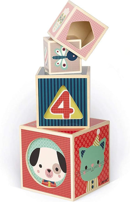 Janod Baby Forest 6-Block Stacking Pyramid - Ages 12 Months+ - J08016