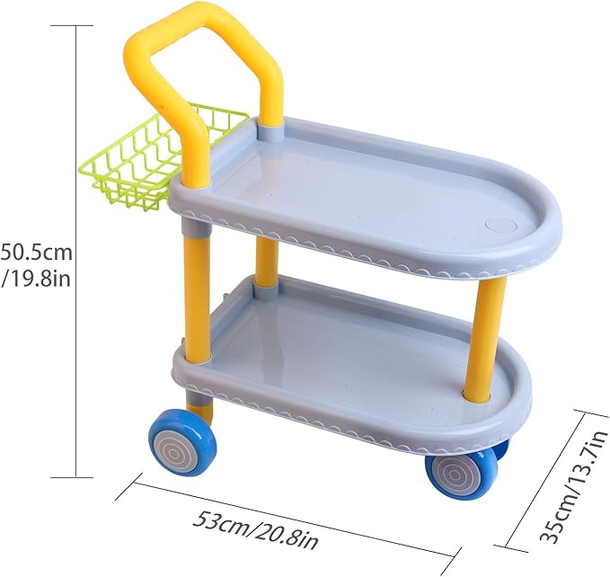 Kids Food cart Toy Sets,Kids Role Play Large Dining car Toys and 98pcs Food, Kitchen, Tableware Accessories., Educational Toys for 3+ Years Boys/Gir