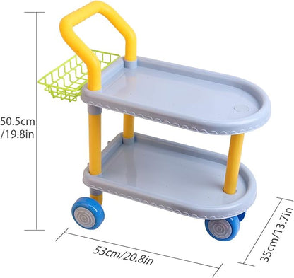 Kids Food cart Toy Sets,Kids Role Play Large Dining car Toys and 98pcs Food, Kitchen, Tableware Accessories., Educational Toys for 3+ Years Boys/Gir