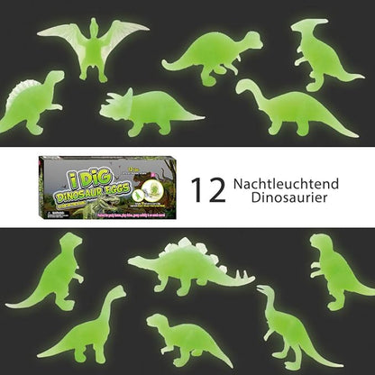 XXTOYS Luminous Dinosaur Eggs Dig Kit Glow-in-The-Dark Dinosaur Eggs 12 Dinosaur Excavation Kits with 12 Unique Dinosaur Toys Dinosaur Dig for Kids Archaeology Educational Science Gift