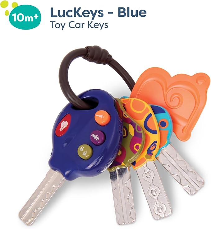 B. toys – LucKeys – Blue – Pretend Play Toy Car Keys – Key Fob with Lights & Sounds – Interactive Baby Toy – Pretend Keys for Babies, Toddlers – 10+ Months