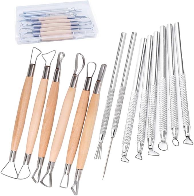 Clay Tools Sculpting for Polymer Air Dry Modeling Clay Beginners & Professionals Ideal for DIY Pottery & Ceramics Tools Double-Sided Polymer Carving Tools Kit (14)