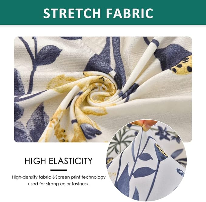 NILUOH Stretch Recliner Cover 4 Pieces Printed Lazy Boy Chair Covers Floral Patterned Recliner Sofa Slipcover Anti-Slip Fitted Furniture Protector with Elastic Bottom, A1