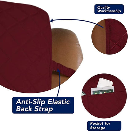 PureFit Reversible Quilted Sofa Cover, Water Resistant Slipcover Furniture Protector, Washable Couch Cover with Non Slip and Elastic Straps for Kids, Dogs, Pets (Oversized Recliner, Red/Ivory)