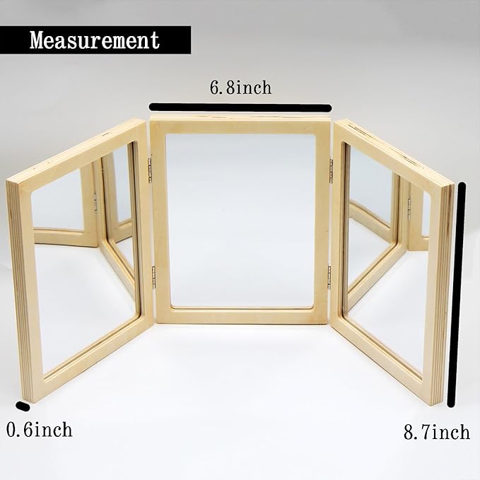 Montessori & Reggio Inspired Children Mirror, Preschool Classroom Mirror, 3 Panels, 3-in-1 Folding, Small Mirror for Light Table Explore