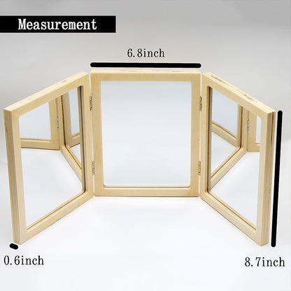 Montessori & Reggio Inspired Children Mirror, Preschool Classroom Mirror, 3 Panels, 3-in-1 Folding, Small Mirror for Light Table Explore