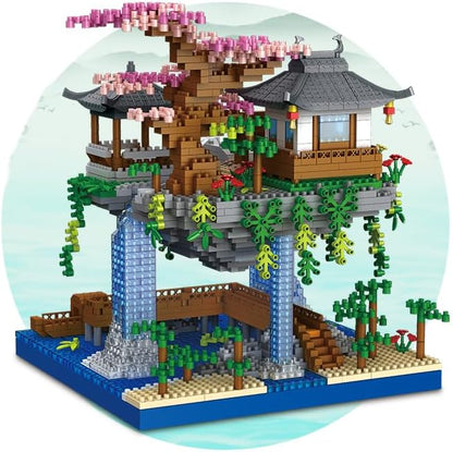 Cherry Blossom Bonsai Tree House Building Block Sets 3320PCS Chinese Architecture of Peach Blossom Micro Mini Building Set Toy Gift for Kids Adults