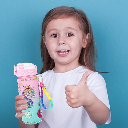 Gifts for Girls 4-12, Decorate Your Own Water Bottle Kits for Girls, Unicorn Diamond Crafts Painting Toys, Kids Water Bottle for School, Valentine's Day and Birthday Gifts Toys for Girls (Unicorn 2)