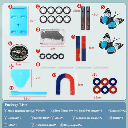 Labs Junior Science Magnet Set for Experiment Education Tools Physics Toys for Kids Icluding Bar/Ring/Horseshoe/Compass Magnets