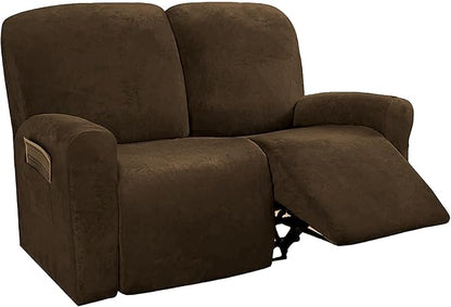NORTHERN BROTHERS Stretchy Recliner Chair Covers, Velvet Recliner Covers, Lazy Boy Chair Cover (Dark Brown, loveseat)