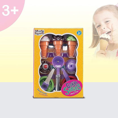 Kids Ice Cream Toy Set - Pretend Play Sweet Treats Ice Cream Parlour Dessert Accessories Playset with Cone and Scoop for Toddler Imaginary Play