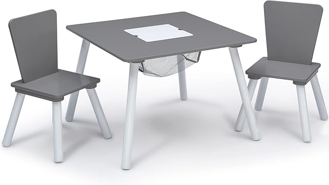 Delta Children 4-Piece Toddler Playroom Set, Grey/White