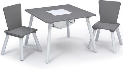 Delta Children 4-Piece Toddler Playroom Set, Grey/White