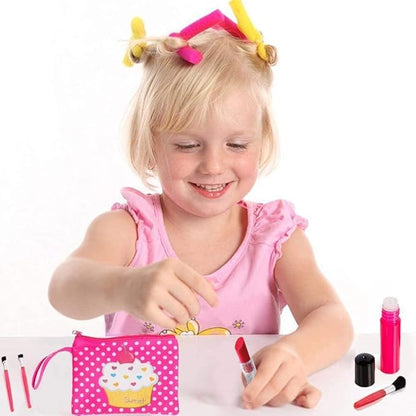 Beverly Hills Pretend Makeup Toy Set, My First Princess Cosmetic Beauty Set for Little Girls, Kids Pretend Play, Dress Up with Stylish Polka Dotted Make Up Bag