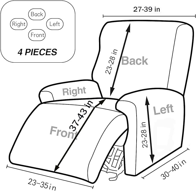 NILUOH Recliner Chair Covers 4-Pieces Stretch Lazy Boy Recliner Covers with Pocket Floral Pattern Reclining Slipcovers Soft Sofa Slipcover Furniture Protector for Pets Kids (Recliner, Pattern 20)