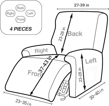 NILUOH Recliner Chair Covers 4-Pieces Stretch Lazy Boy Recliner Covers with Pocket Floral Pattern Reclining Slipcovers Soft Sofa Slipcover Furniture Protector for Pets Kids (Recliner, Pattern 20)