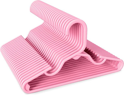HOUSE DAY Premium Baby Hangers 60 Pack, 11 Inch Kids Plastic Hangers Pink, Slim Childrens Hangers for Infant, Toddler, and Child Clothes, Durable Baby Clothes Hangers for Closet