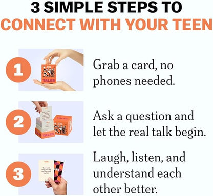TALES 150 Conversation Cards, Teens Edition, Fun Family Games for Teens, Perfect for Dinners, Road Trips, Classrooms & Game Nights, Gifts & Gatherings, Conversation Starters to Spark Creativity