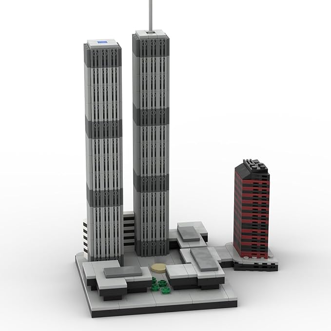 NY World Trade Center Modular Building Blocks Set, 1/2000 World Famous Architecture Landmark New York City Skyline Collection Model for Adult, Designed by bru_bri_mocs, 982 PCS