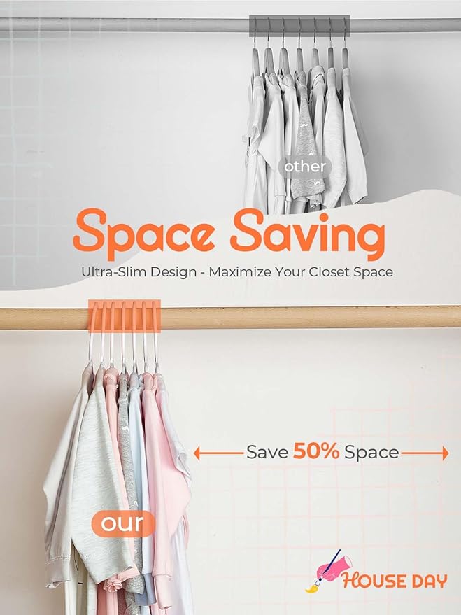 HOUSE DAY Kids Plastic Hangers for Closet, Childrens Hangers for Clothes & Baby Hangers, Toddler, and Child Clothes - Clothing, Pants, Coats, and More - Ideal for Everyday Use (White, 120 Pack)