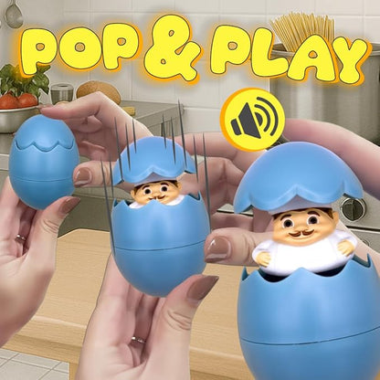 Egg Pops Talking Easter Egg Toy - Figure Pops Up & Plays Sounds, Easter Basket Stuffers for Teens - Interactive Kids Toys or Funny Gag Gifts for Teens, Cute Collectible Spring Character (Chef)
