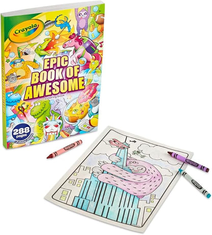 Crayola Epic Book of Awesome Coloring Book (288pgs), Animal Coloring Pages, Glitter Stickers, Travel Activity, Gift for Kids, Ages 3+