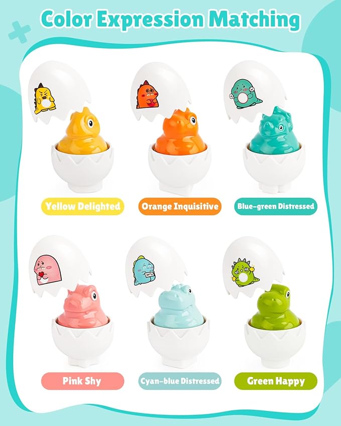 CPSYUB Dinosaur Toddler Matching Eggs Toys - Color Shape Sensory Sorting Toys for Toddler 1-3, Easter Montessori Learning Fine Motor Skills Travel Bingo Puzzle Games Birthday Gifts for Baby Boys Girls