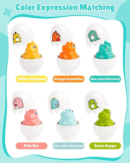 CPSYUB Dinosaur Toddler Matching Eggs Toys - Color Shape Sensory Sorting Toys for Toddler 1-3, Easter Montessori Learning Fine Motor Skills Travel Bingo Puzzle Games Birthday Gifts for Baby Boys Girls
