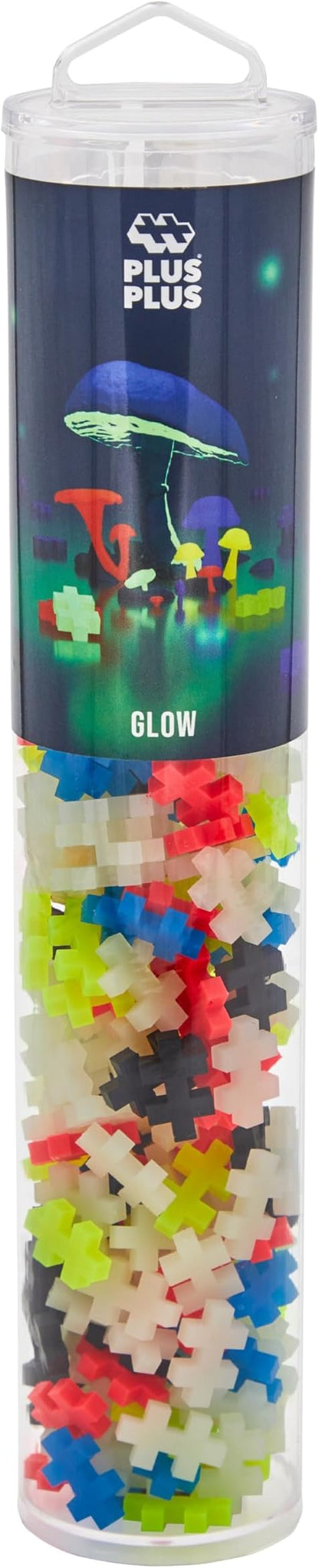 Plus Plus 240 Piece Interlocking Building Blocks for Kids, Open Ended Connecting Toys, Stem Bin Classroom Mini Manipulatives - Glow in Dark Play Tube