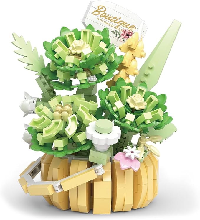 Flowers Succulents 3.6In Building Toy Set, 524 Pcs Botanical Collection for Office Home Decoration Flower Plant Building Blocks Toy, As a Adults, Kids, Girls Idea Gifts