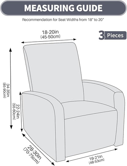 JIVINER Small Recliner Chair Covers, 3 Piece Slipcovers for Large Recliner Chair Soft Jacquard Reclining Chair Protector Slipcovers for Dogs,Cats (Recliner Small, Dark Gray)