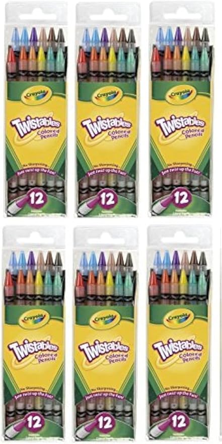 Crayola Twistables Colored Pencils, No Sharpening Needed, 12 Count (Pack of 6) Total 72 Pencils