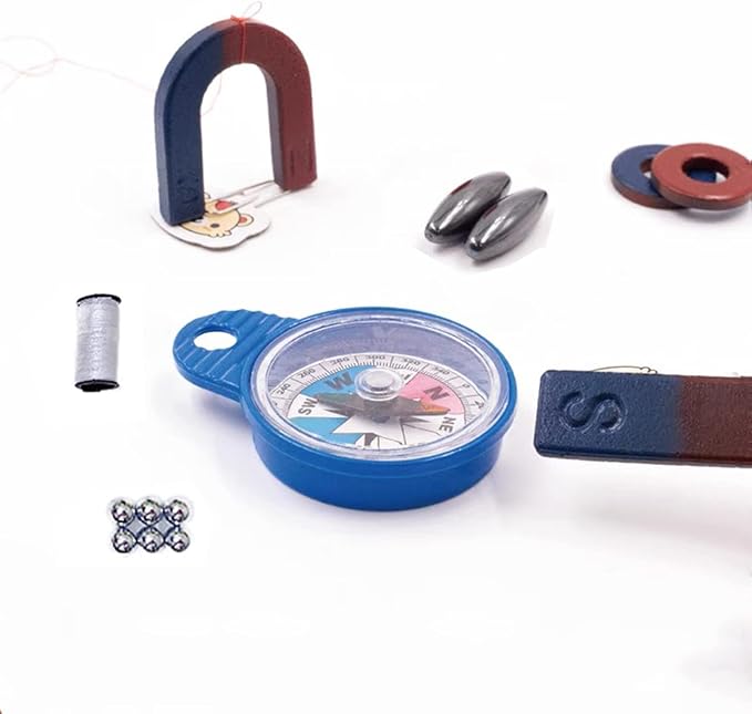 School Science Magnets Set for Kids Magnet Kit Fun Experiment Tool Physics Educational Toys Games for Children Teen Including Horseshoe/Ring/Horseshoe/Compass/Bar Magnets