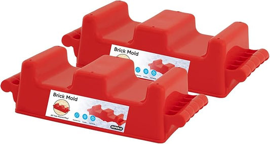 Superio Snow Brick Maker Igloo Fort Crenellated Block Form Outdoor Winter Snow Toys Sand Castle Building Kit for Adults and Kids Sandbox, Beach, Sand Toys (Red, 2)