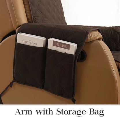 TOMORO Non-Slip Quilted Recliner Cover, 100% Waterproof Recliner Chair Slipcover Furniture Protector with Pockets, Washable Couch Cover with Elastic Straps for Kids and Pets，23 Inch