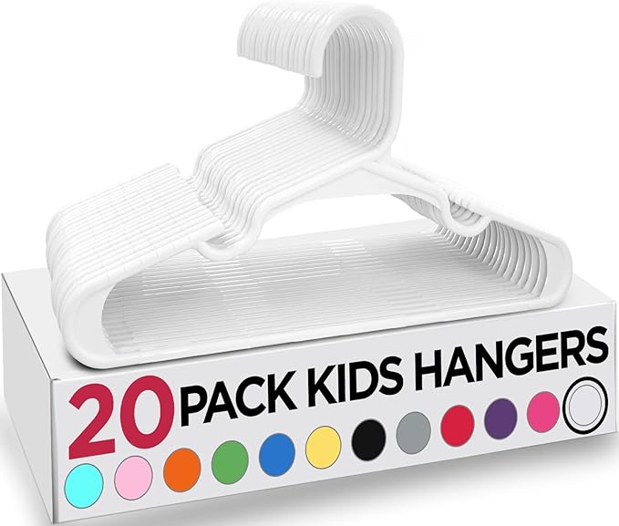 Utopia Home 20 Pack Kids Hangers - 11.5 Inch Plastic Baby Hangers for Closet - Childrens Hanger for Clothes & Infant Hanger for Closet - Ideal for Everyday Standard Use (White)