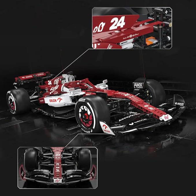 CaDA C64005w Alfa Romeo F1 Race Car C42 Building Blocks Set, 1868 PCS 1: 8 MOC Creative Building Blocks, Excellent Racer Model and Collection STEM Gift for 8+ Kids Teens and Adults