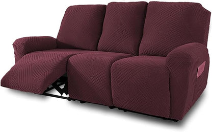 NORTHERN BROTHERS Recliner Sofa Covers 3 Seater - Reclining Sofa Covers Couch Covers for Reclining Couches Reclining Couch Covers, Wine Red